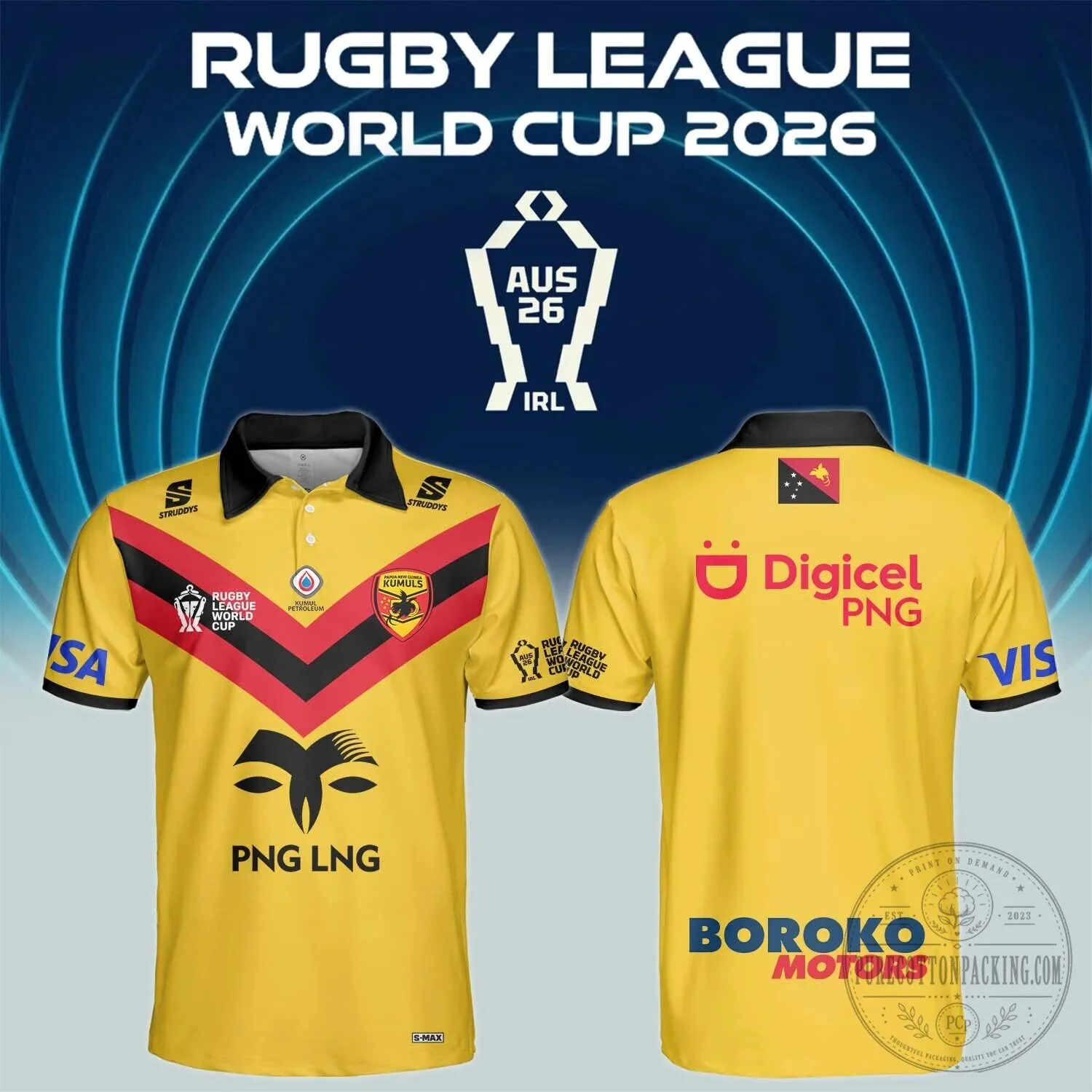 Papua New Guinea Kumuls Rugby League World Cup 2026 Polo Shirt