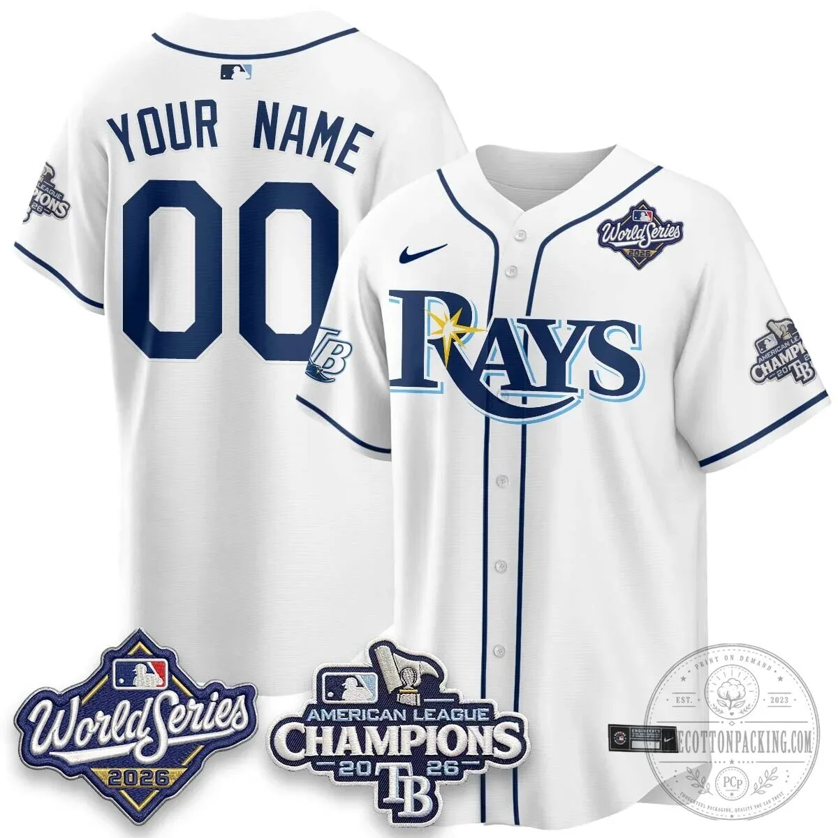 Tampa Bay Devil Rays 2026 World Series Champions Custom Baseball Jersey 6 Tampa Bay Devil Rays 2026 World Series Champions Custom Baseball Jersey