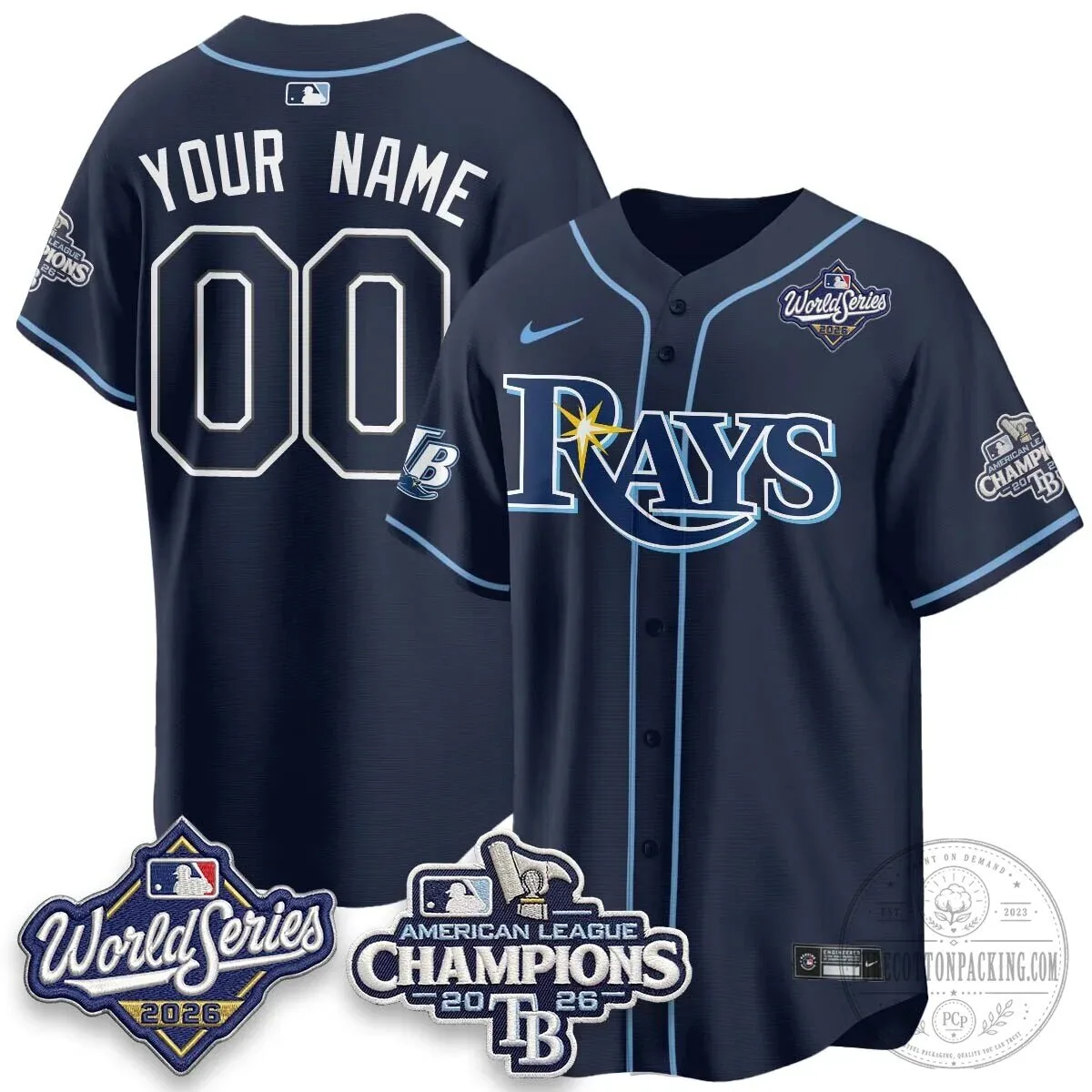 Tampa Bay Devil Rays 2026 World Series Champions Custom Baseball Jersey 7 Tampa Bay Devil Rays 2026 World Series Champions Custom Baseball Jersey