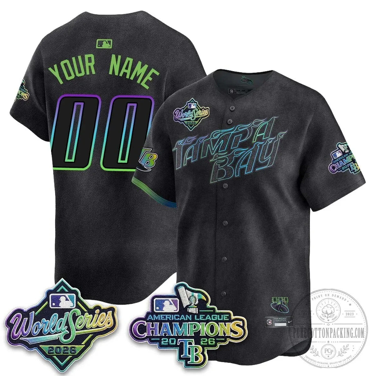 Tampa Bay Devil Rays 2026 World Series Champions Custom Baseball Jersey 9 Tampa Bay Devil Rays 2026 World Series Champions Custom Baseball Jersey
