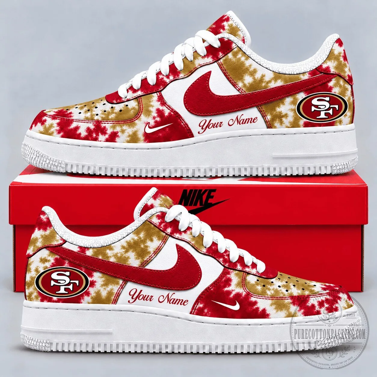 San Francisco 49ers Tie Dye Custom Name NFL Team Fan Shoes