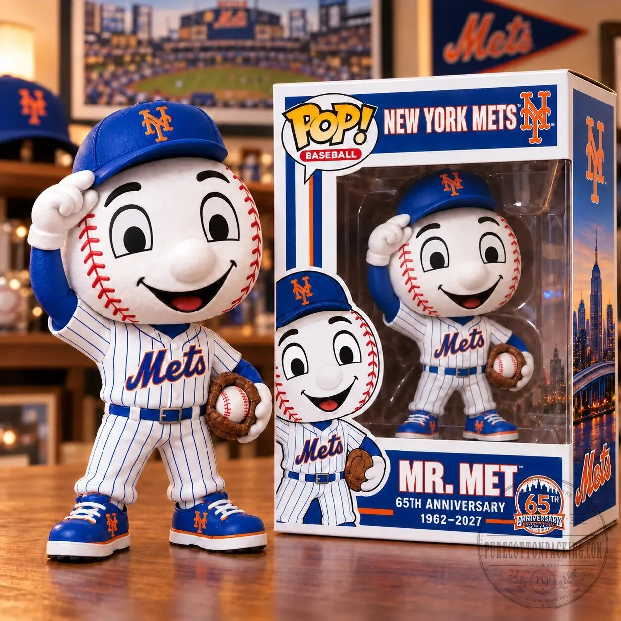 Mr. Met New York Mets 65th Anniversary Collectible Baseball Figurine