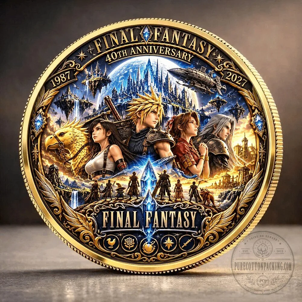 Commemorative Gold Plated Coin for Final Fantasy's 40th Anniversary