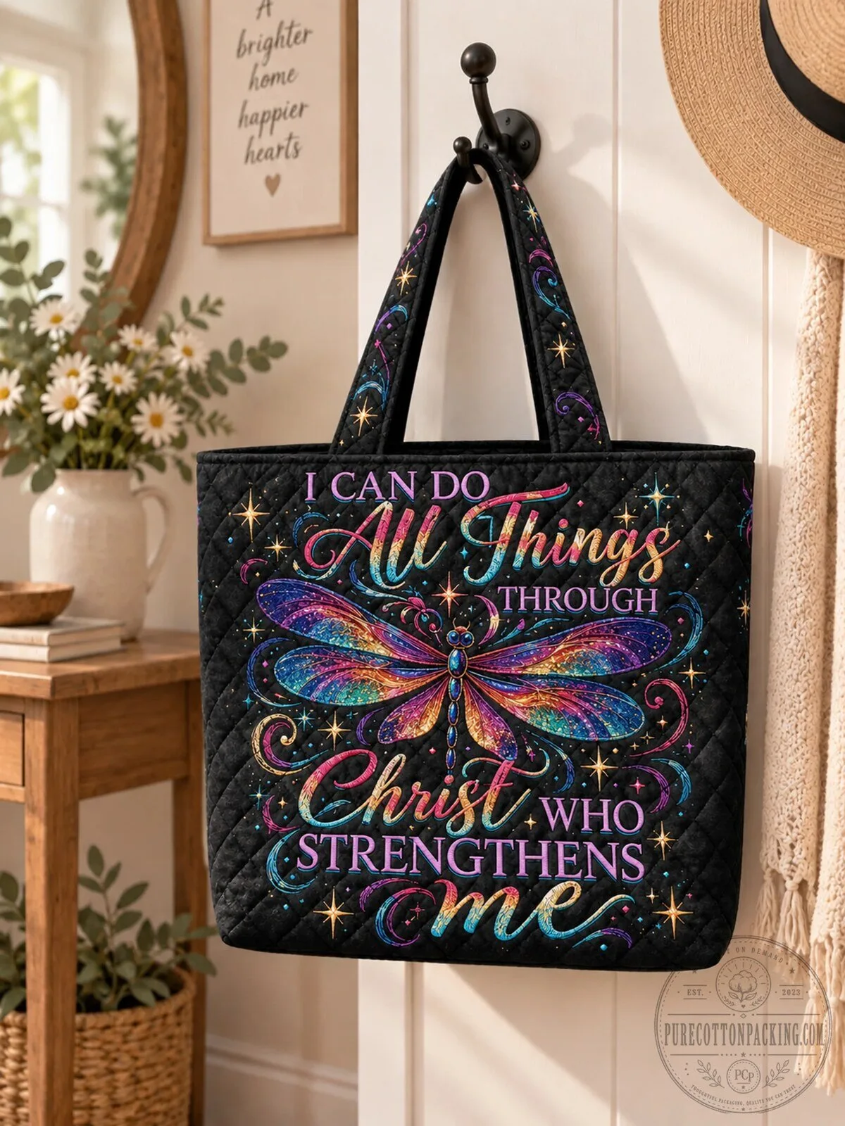 I Can Do All Things Through Christ Who Strengthens Me Dragonfly Quilted Tote Bag 10 I Can Do All Things Through Christ Who Strengthens Me Dragonfly Quilted Tote Bag