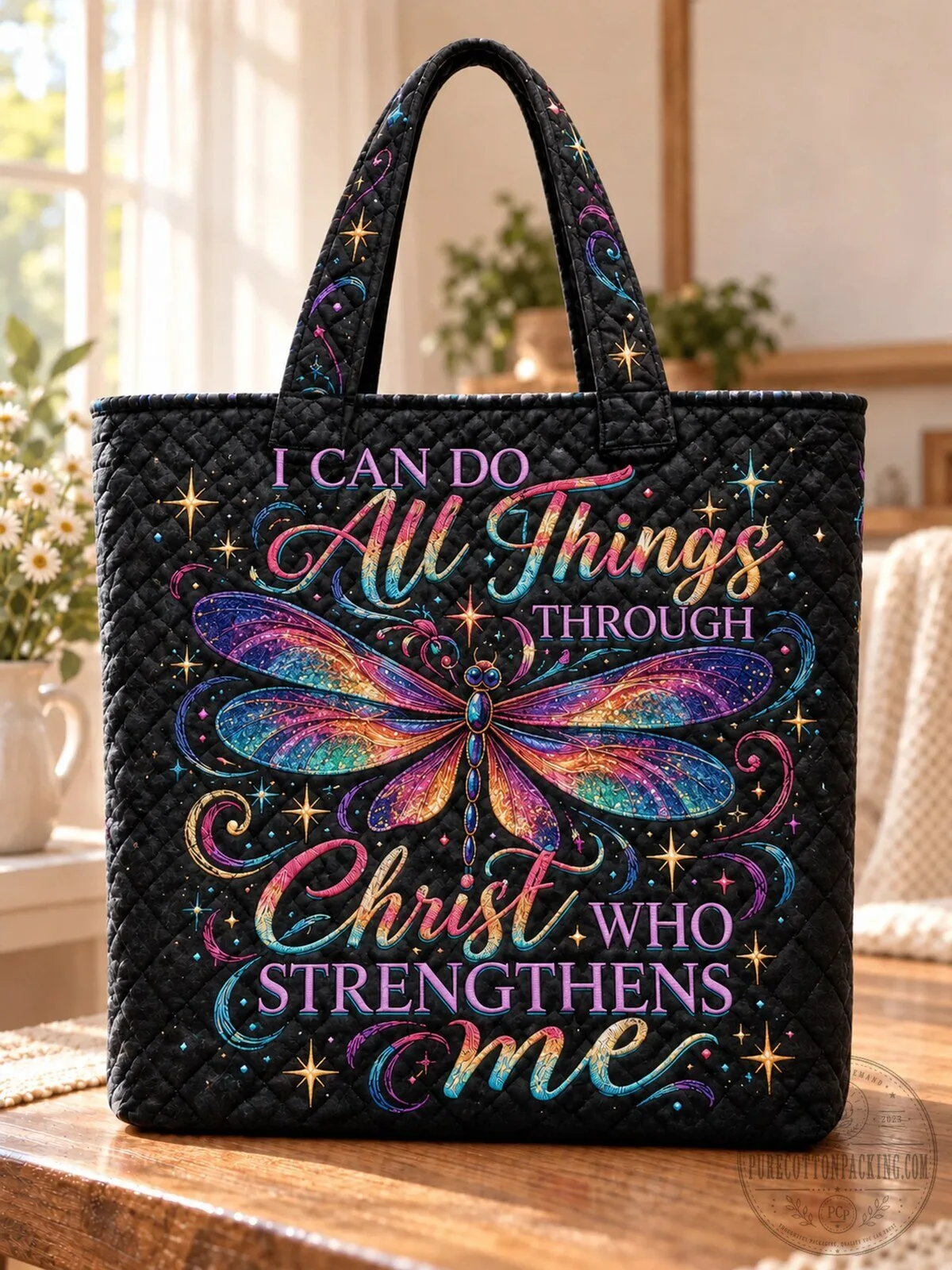 I Can Do All Things Through Christ Who Strengthens Me Dragonfly Quilted Tote Bag 11 I Can Do All Things Through Christ Who Strengthens Me Dragonfly Quilted Tote Bag