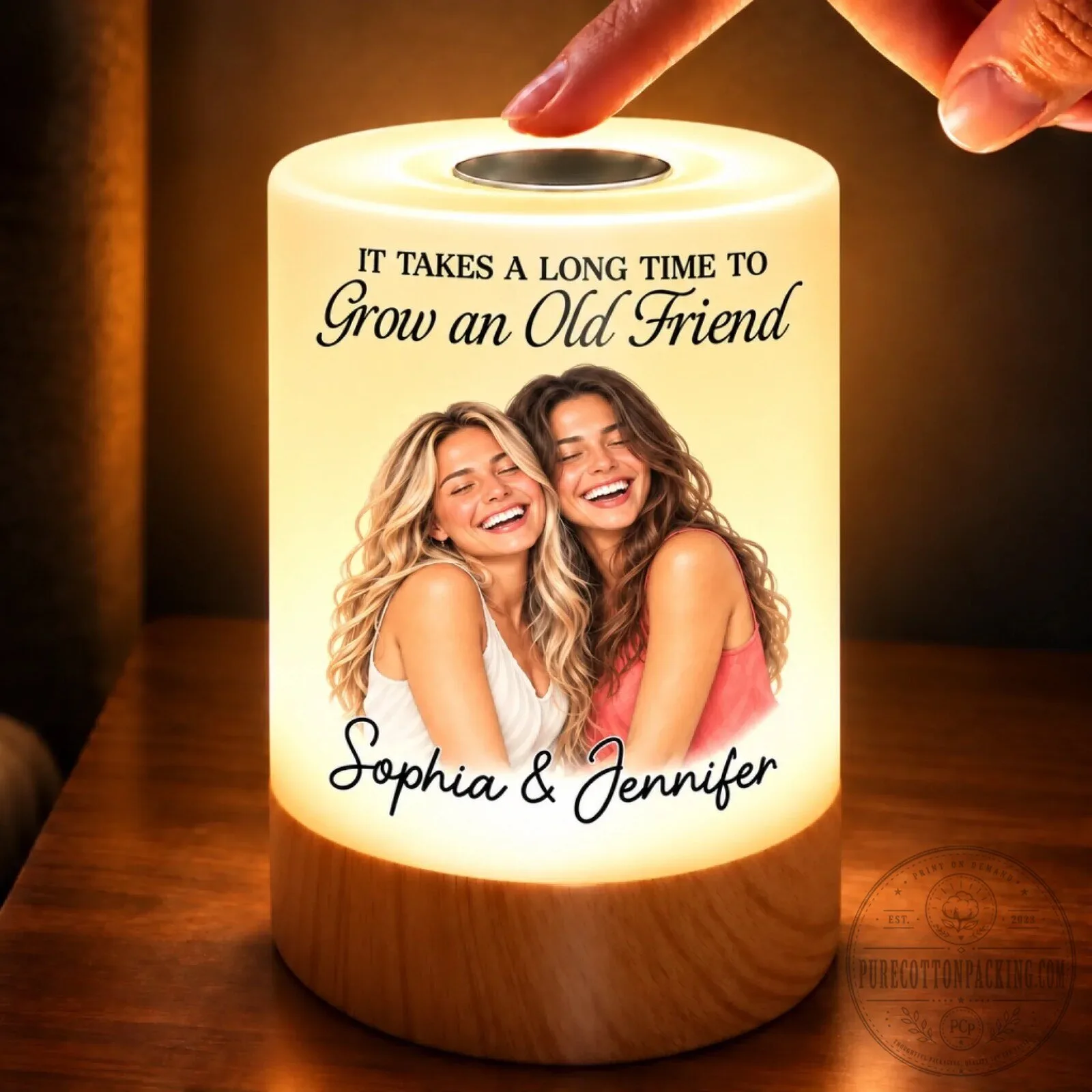 Personalized Photo Dimmable Touch Night Light for Best Friends Custom Gift