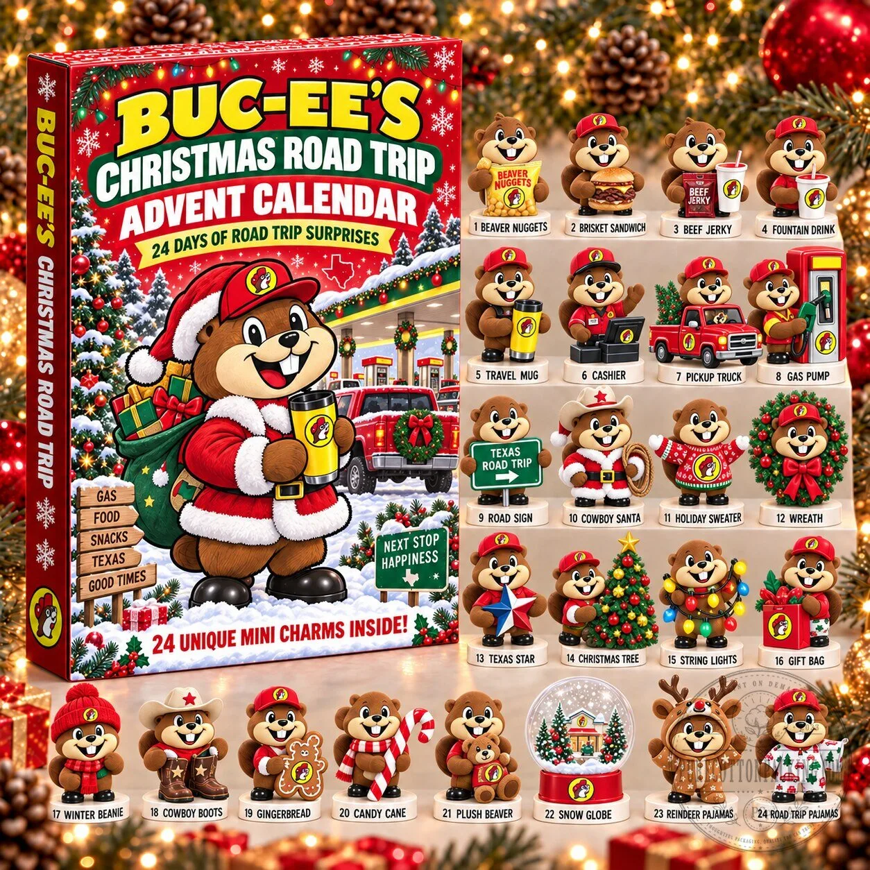 Buc-ee's Christmas Road Trip Advent Calendar 24 Days of Surprises 2D