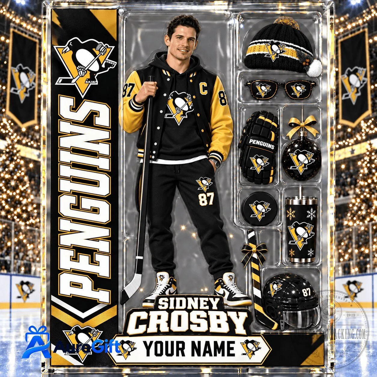 Pittsburgh Penguins Sidney Crosby Christmas Kickoff Premium Personalized Acrylic Block