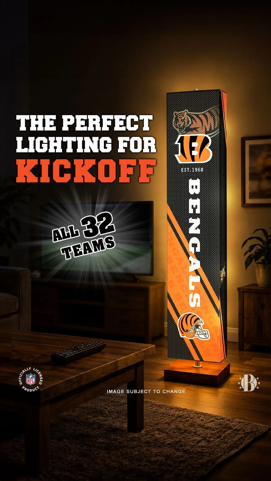 Cincinnati Bengals NFL Football Team Logo Floor Lamp
