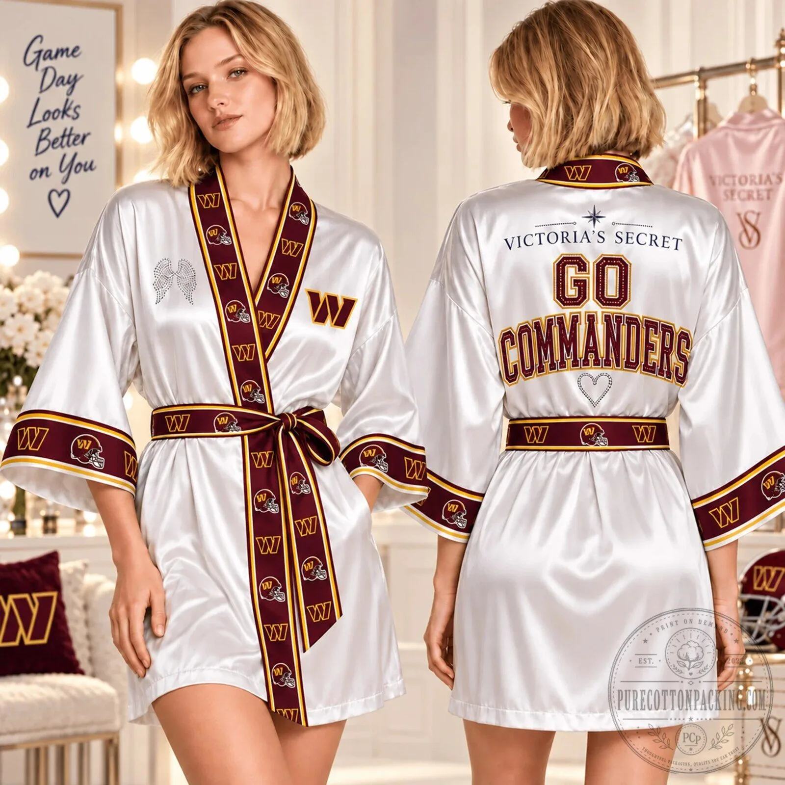 Washington Commanders Football Team Satin Robe for Women