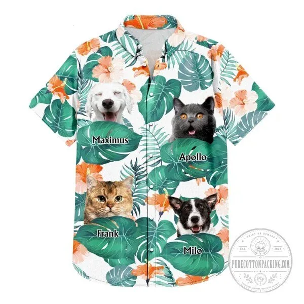 Personalized Pet Photo Tropical Leaves Hawaiian Shirt 1 Personalized Pet Photo Tropical Leaves Hawaiian Shirt