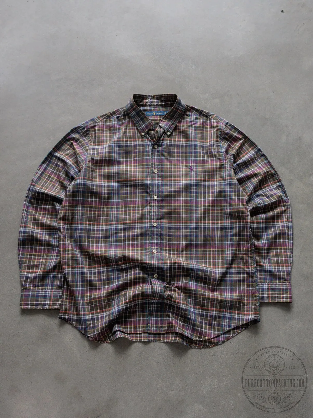 Vintage Ralph Lauren Multicolor Plaid Button-Down Long-Sleeve Shirt