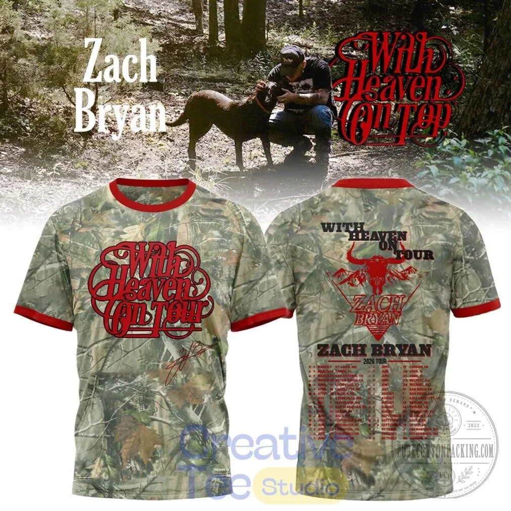 Zach Bryan With Heaven On Tour 2026 Camouflage T-Shirt