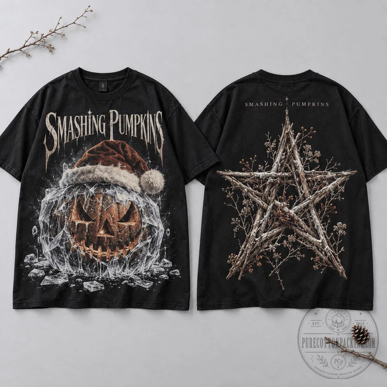 Smashing Pumpkins Christmas Santa Frozen Pumpkin Rock Band Music T-Shirt