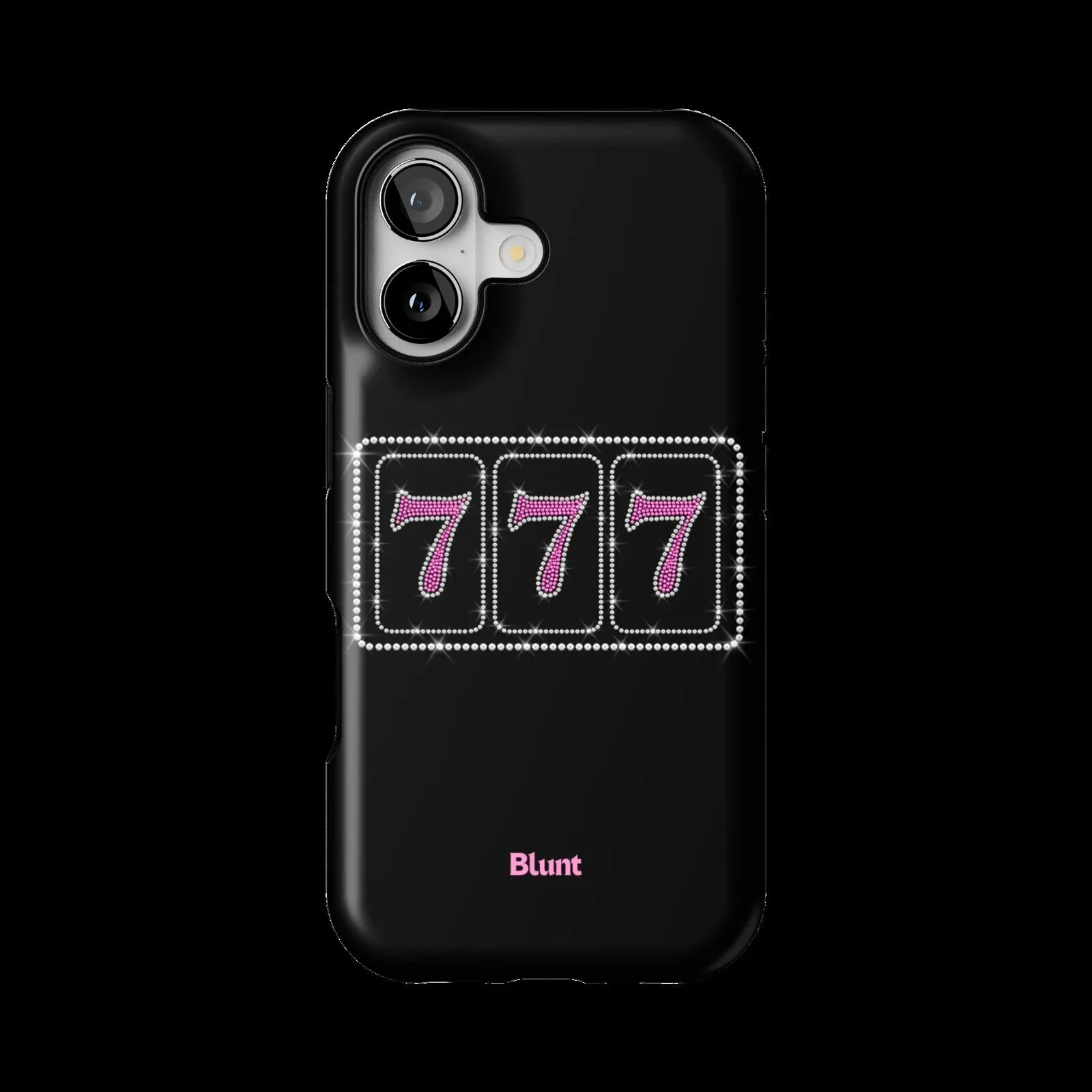 Lucky 777 Pink Rhinestone Slot Machine Design Black iPhone Case