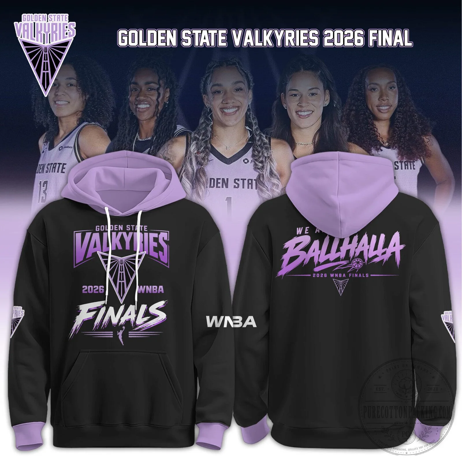 Black and Purple Hoodie for 2026 WNBA Finals – Golden State Valkyries