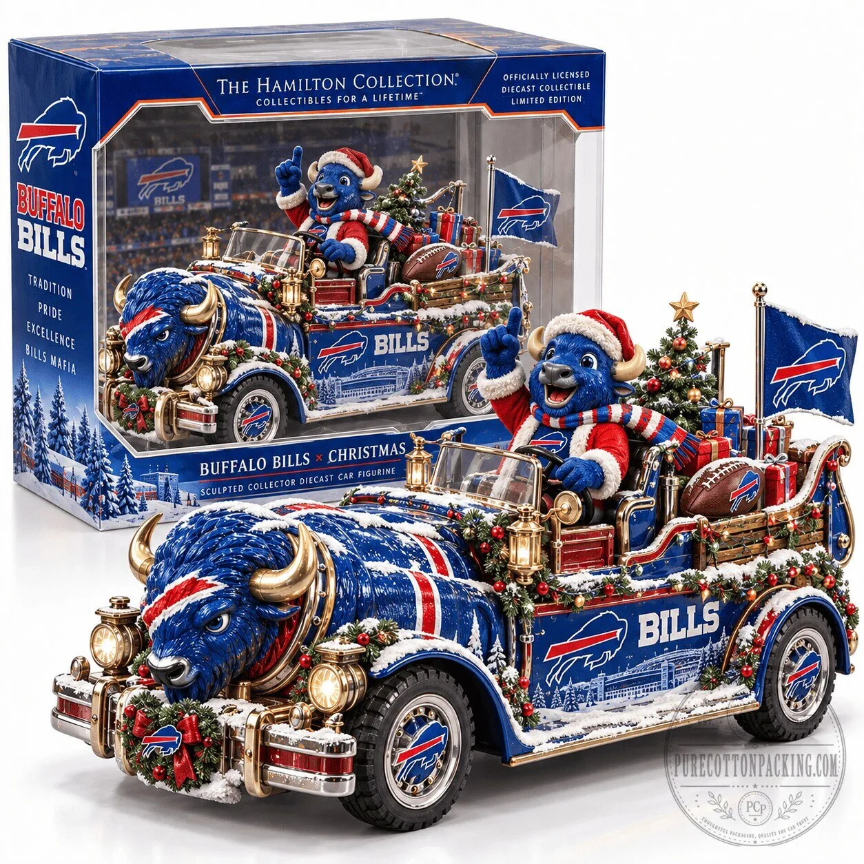 Buffalo Bills Christmas Holiday Diecast Vehicle Collectible Figurine 1 Buffalo Bills Christmas Holiday Diecast Vehicle Collectible Figurine