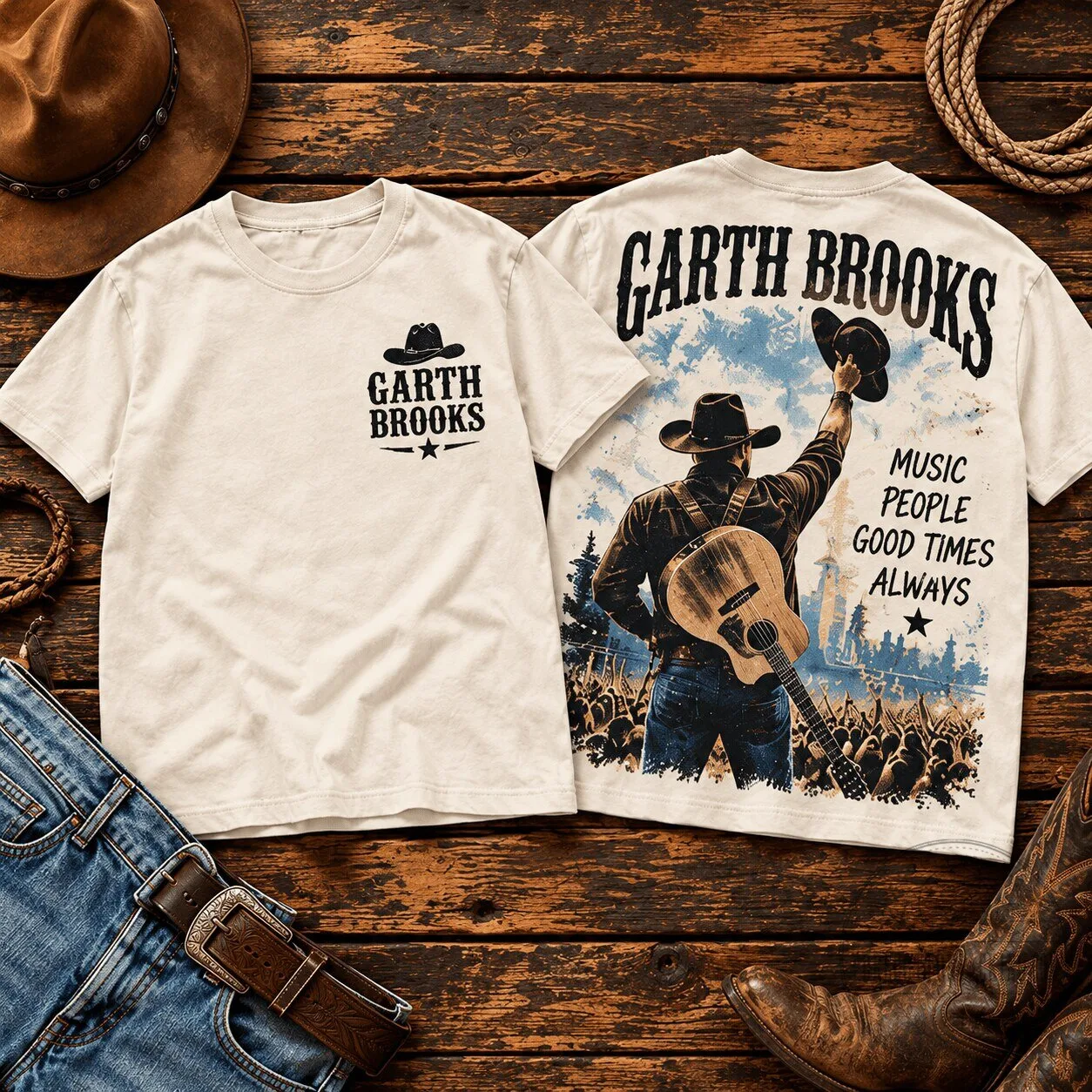 Garth Brooks Vintage Country Music Concert Graphic T-Shirt