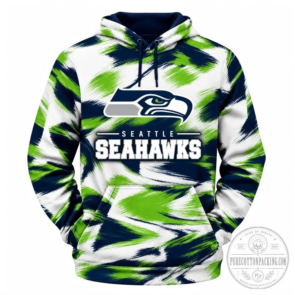 Seattle Seahawks NFL Football Brushstroke Logo Fan Hoodie Seattle Seahawks NFL Football Brushstroke Logo Fan Hoodie
